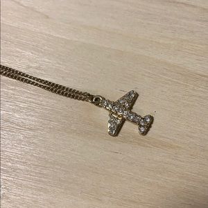 Gold airplane necklace